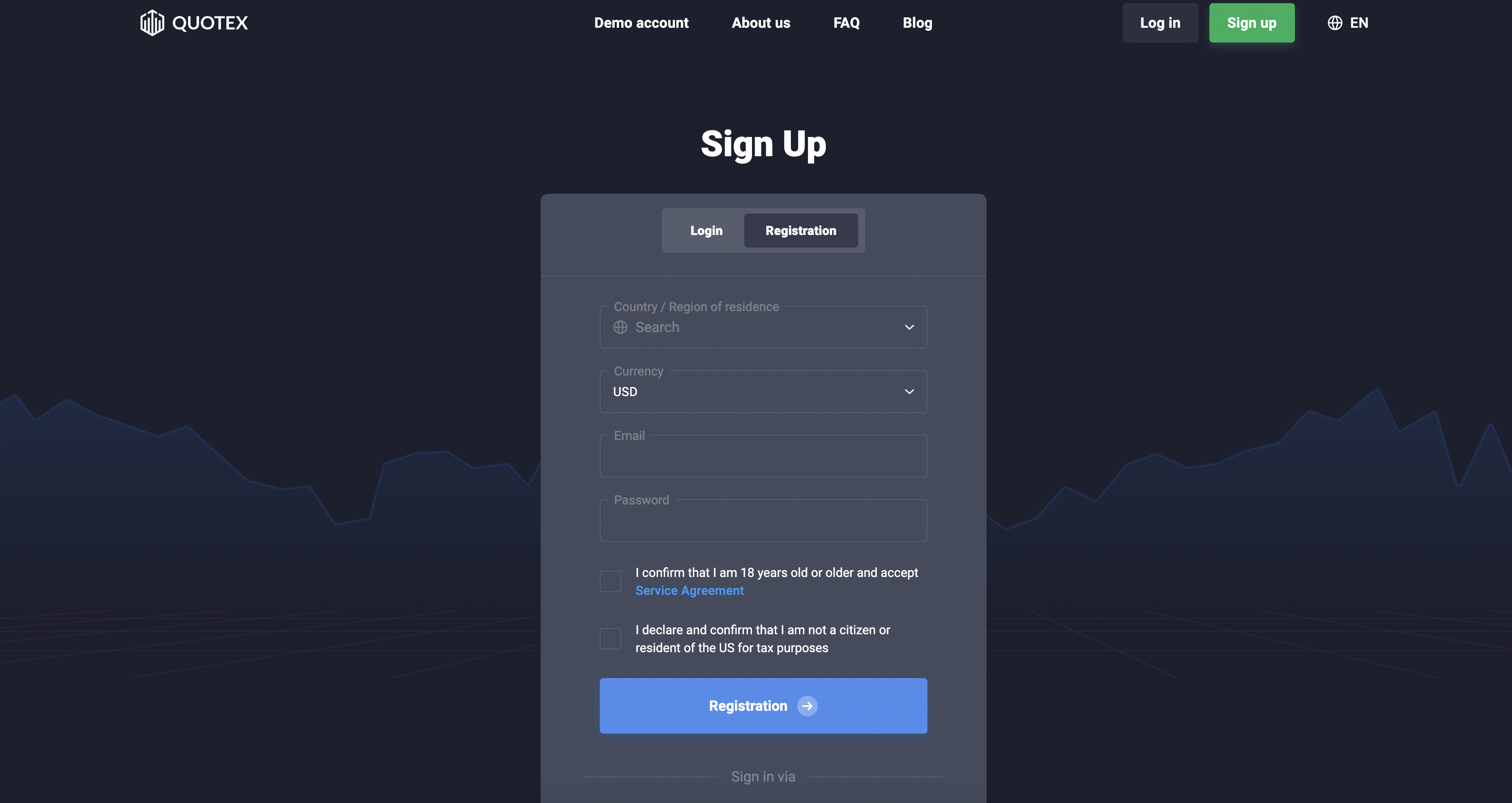 Quotex Homepage Screenshot