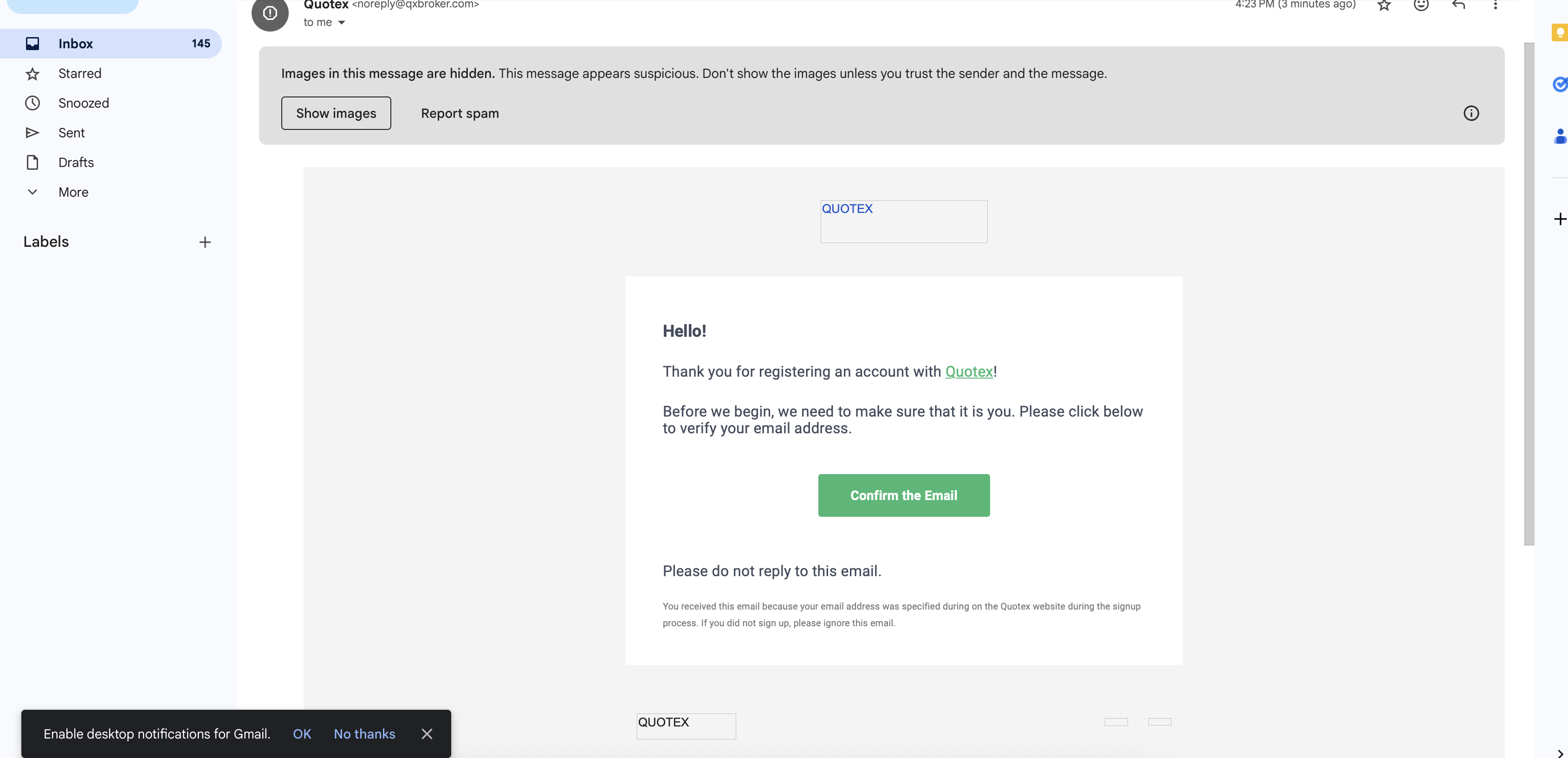Email Verification Screenshot